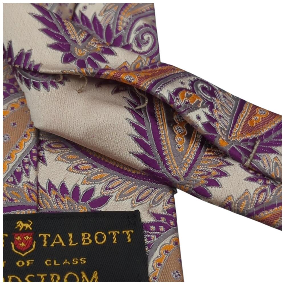 Robert Talbott Silk Tie‎ Paisley Cream Best Of Class Nordstrom 60.75"x3.25" USA - Picture 9 of 9